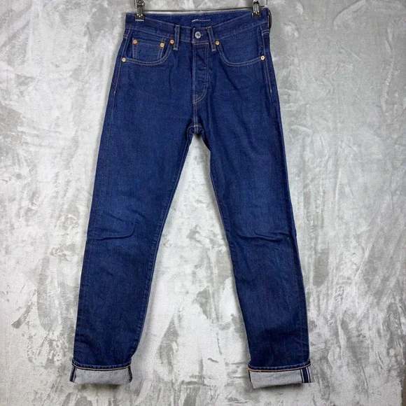 Levi's Made & Crafted Mens 501 Original Selvedge Jeans Big E Dark Wash 28x 34 - Picture 1 of 16